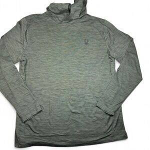 Spyder Active Mens Long Sleeve Hoodie Pullover Pocket Green Lightweight Large